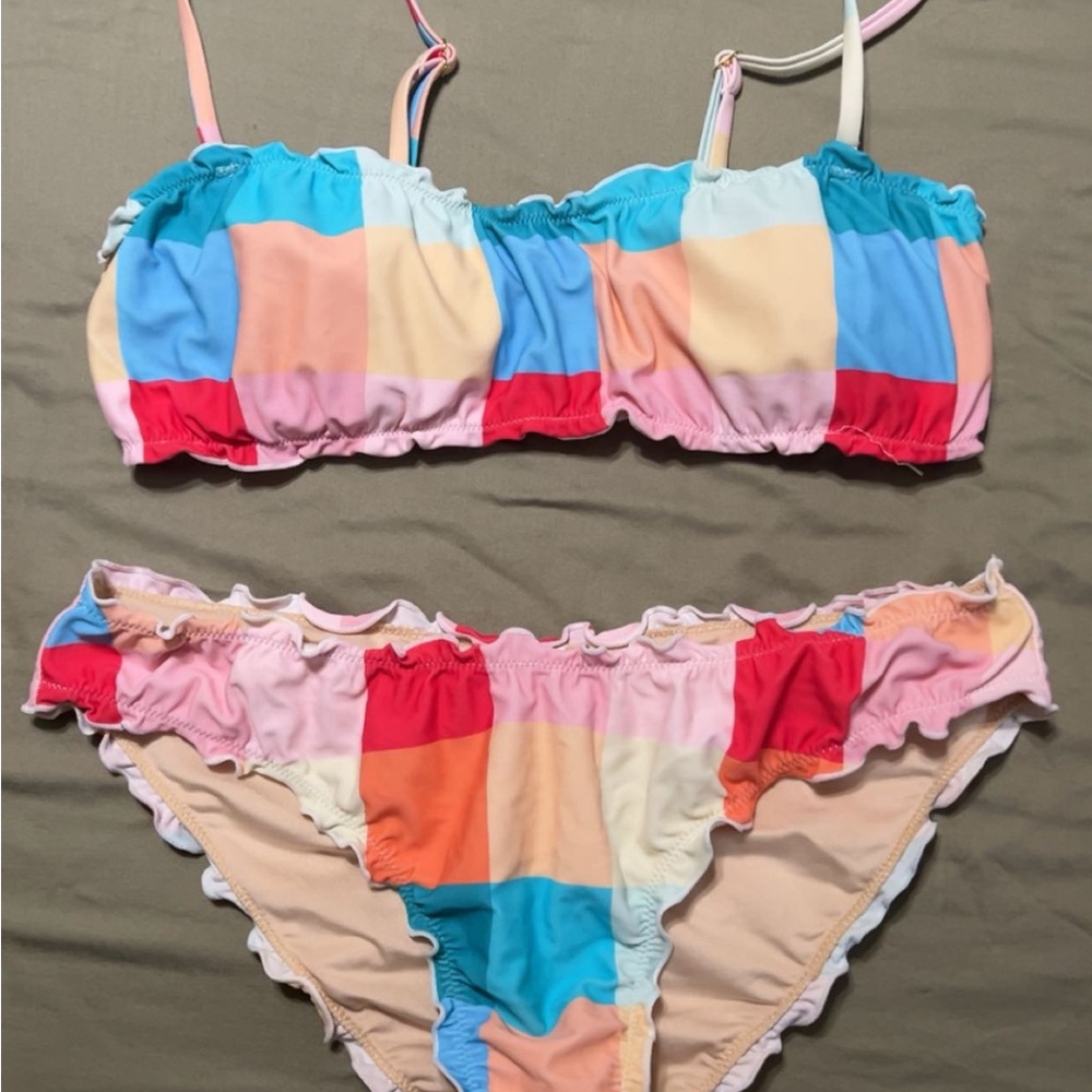 Colorblock Ruffled Two-Piece Bikini